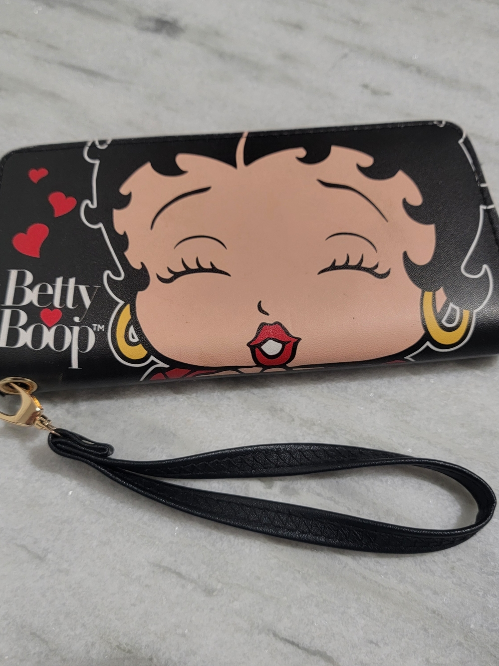 Betty Boop Black Graphic Wristlet Wallet